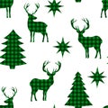 Seamless pattern Christmas trees reindeer vector illustration Royalty Free Stock Photo